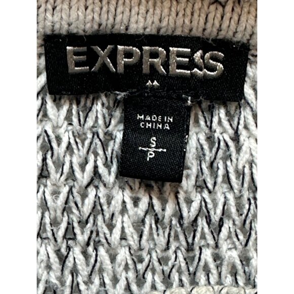 Express Open Shoulder Knit Sweater Womens Size Small Crew Neck Grey Black - Picture 10 of 16